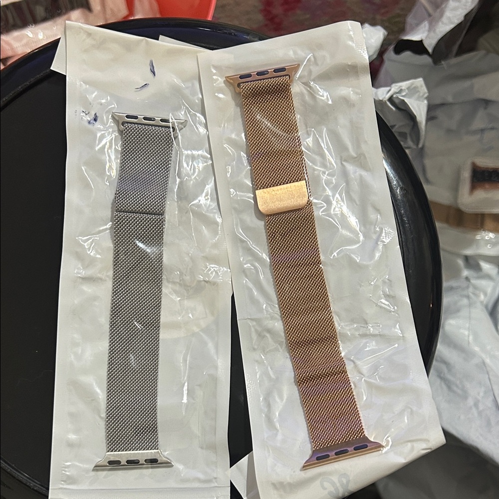 Silver and Gold Mesh Apple Watch Bands 38-41mm magnetic mesh adjustable set of 2